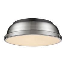 Golden 3602-14 BLK-PW - Yep by Golden Lighting Duncan 2-light Flush Mount in Matte Black and Pewter shade
